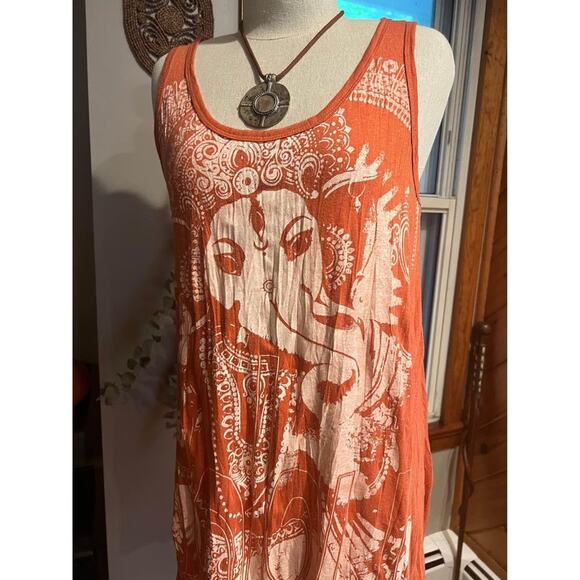 GANESHA T-shirt Dress Bright Orange - Picture 2 of 4